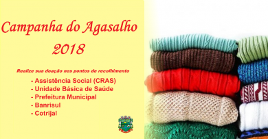 Campanha do Agasalho 2018: Entrega dos donativos serão realizadas nos dias 14 e 15 de junho