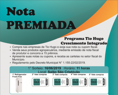 Nota Premiada 2019: Primeiro sorteio será realizado no dia 16 de junho