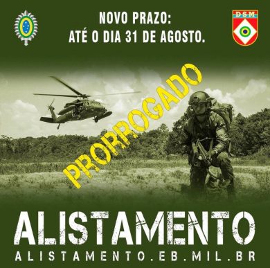 Alistamento Militar prorrogado até 31 de agosto