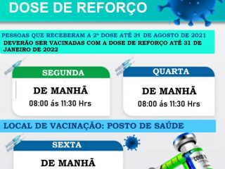 Vacinação Covid-19: Aplicação da dose de reforço