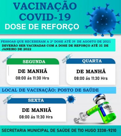 Vacinação Covid-19: Aplicação da dose de reforço