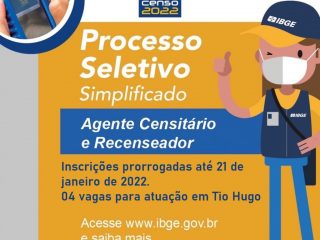 Inscrições para o Concurso do IBGE (Censo 2022) foram prorrogadas até dia 21 de janeiro