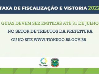 Taxa de Fiscalização e Vistoria expira no dia 31 de julho