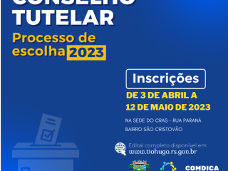 Inscrições para as eleições do Conselho Tutelar 2023 são iniciadas no dia 03 de abril