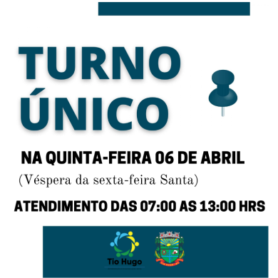 Turno único de expediente – Dia 06 de abril
