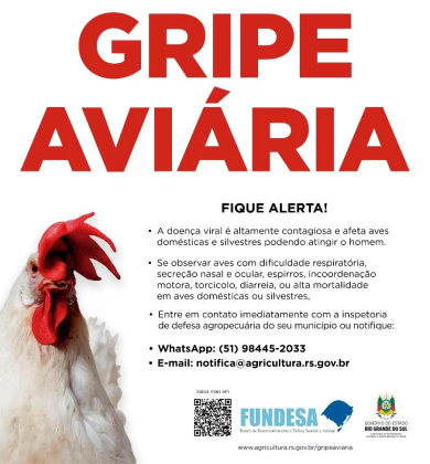 SIM de Tio Hugo alerta para os cuidados no combate a Influenza Aviária (H5N1)