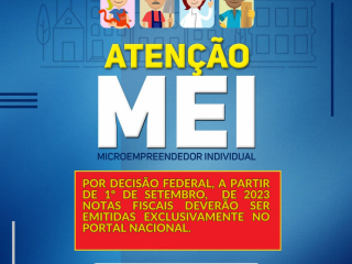 ATENÇÃO: A partir de 1º de Setembro MEI’s não poderão mais emitir notas no site do Município