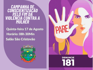 Convite para a Campanha de Conscientização Pelo Fim da Violência Contra a Mulher