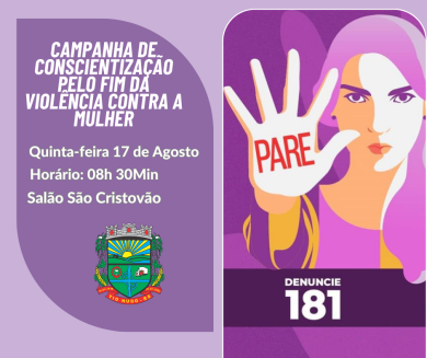 Convite para a Campanha de Conscientização Pelo Fim da Violência Contra a Mulher