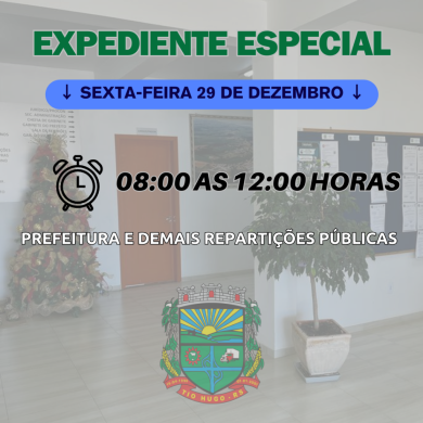 Expediente especial na sexta-feira 29 de dezembro