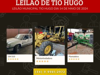Município de Tio Hugo promoverá Leilão no dia 14 de maio