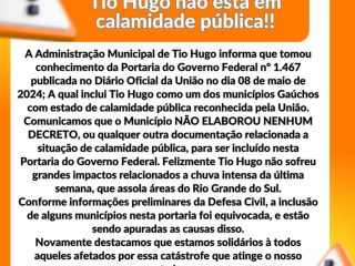COMUNICADO: Tio Hugo não está em calamidade pública!!