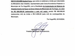 MUNICÍPIO DE TIO HUGO CELEBRAÇÃO DE TERMO DE COMPROMISSO
