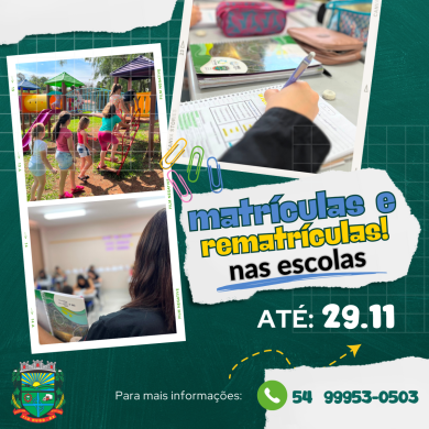 Matrículas e rematrículas de estudantes na rede municipal de ensino vão até o dia 29 de novembro