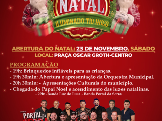 Abertura do Natal Iluminado 2024 acontece no sábado 23 de novembro
