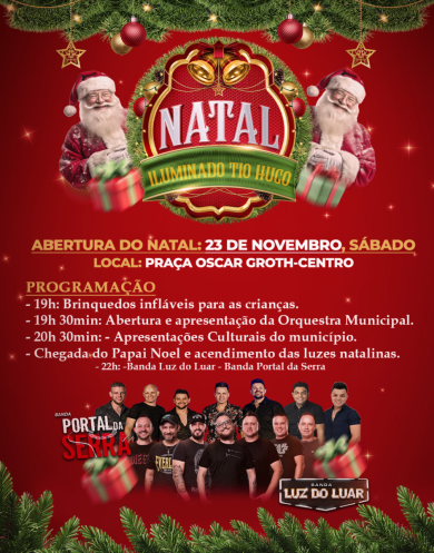 Abertura do Natal Iluminado 2024 acontece no sábado 23 de novembro