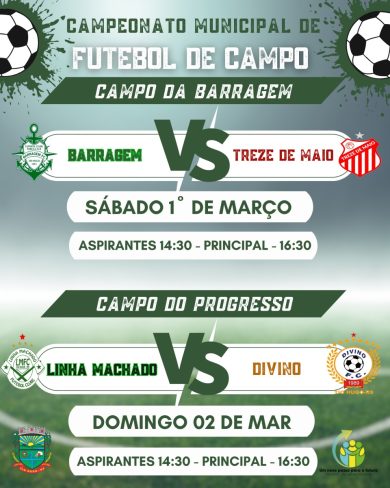FUTEBOL DE CAMPO: Final de semana terá rodada dupla