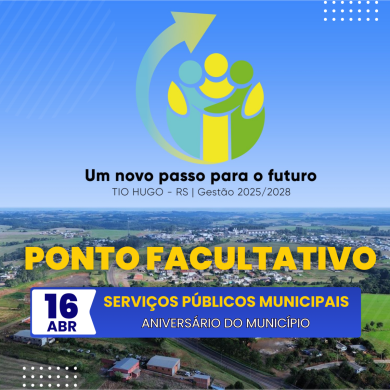 16 de Abril: PONTO FACULTATIVO NOS SERVIÇOS PÚBLICOS MUNICIPAIS