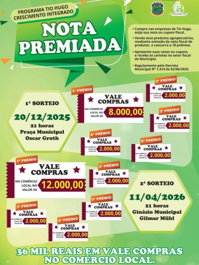 NOTA PREMIADA ESTÁ DE VOLTA!! Você ganha prêmios e fortalece o comércio local
