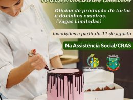Inscrições para oficina “Tortas e Docinhos Caseiros” serão iniciadas na segunda-feira 11 de agosto